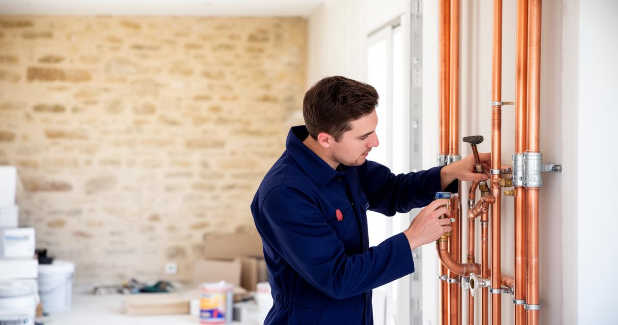 plombier bleu de travail contrôle tuyaux maison